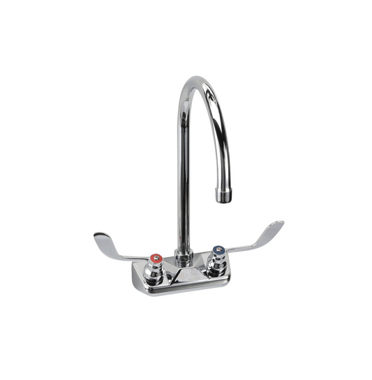 TOP-LINE® 4" OC Wall Mount Faucet Ceramic Valves with 8-1/2" Swivel Gooseneck Spout and 4" Wrist Blade Handles