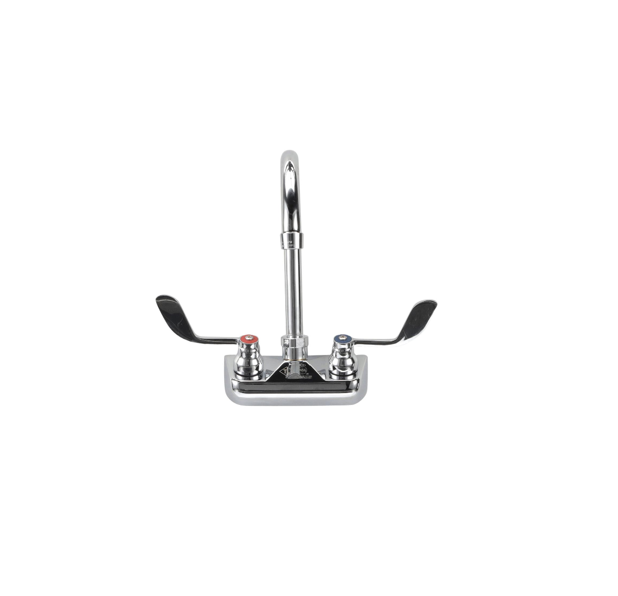 TOP-LINE® 4" OC Wall Mount Faucet Ceramic Valves with 6" Rigid Gooseneck Spout and 4" Wrist Blade Handles