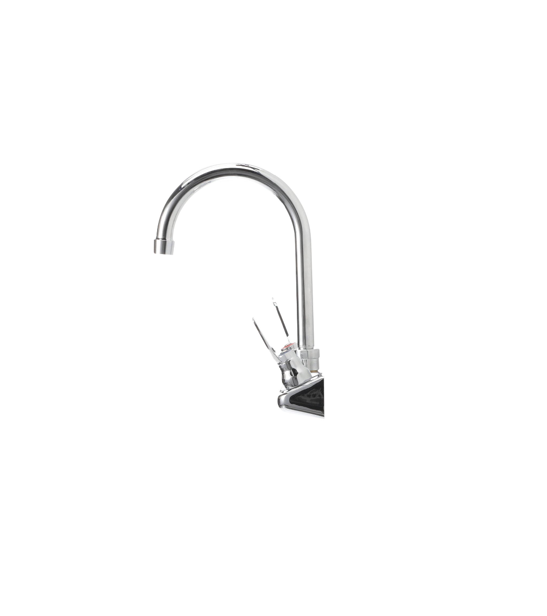 TOP-LINE® 4" OC Wall Mount Faucet Ceramic Valves with 6" Rigid Gooseneck Spout and 4" Wrist Blade Handles