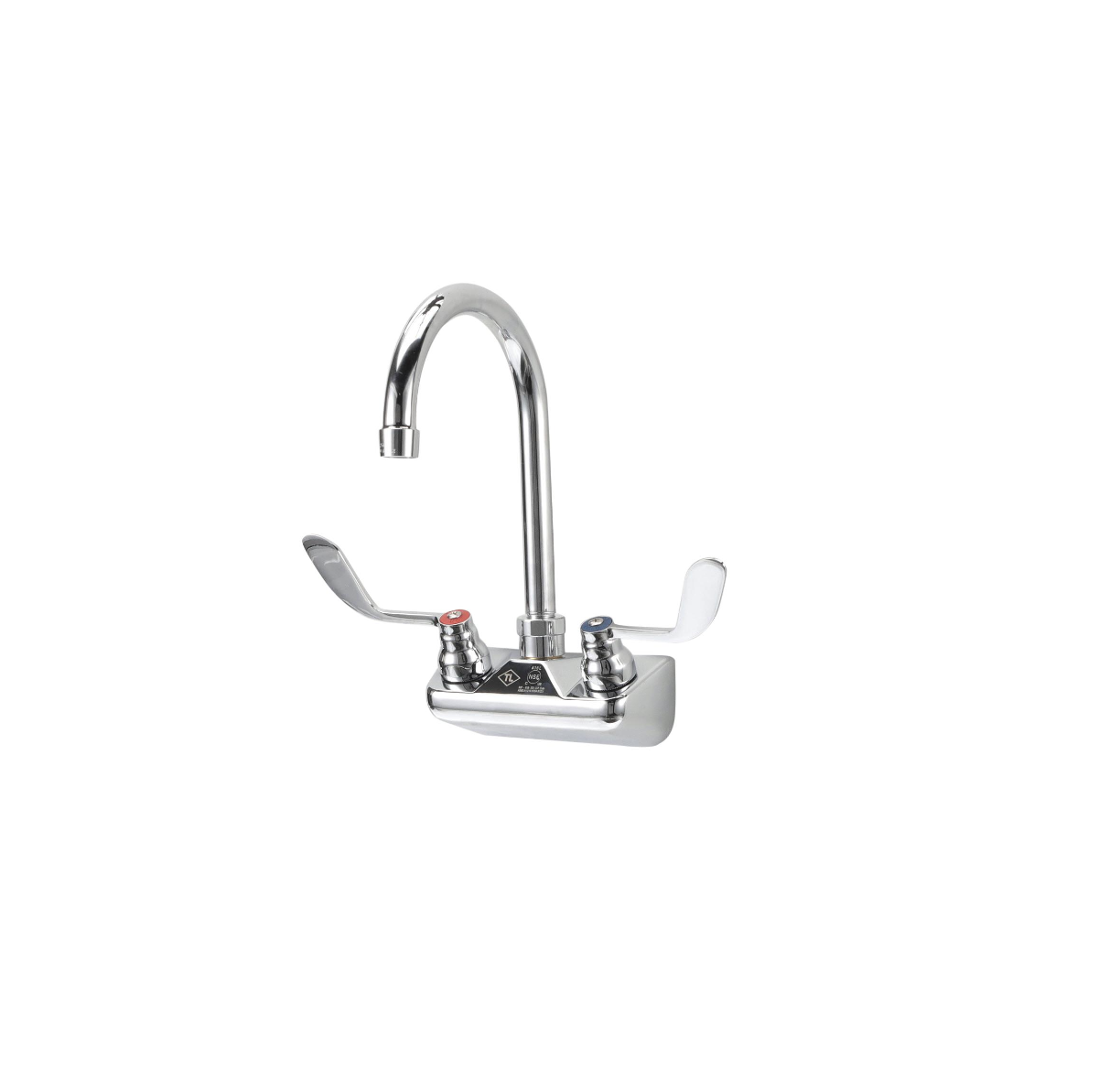 TOP-LINE® 4" OC Wall Mount Faucet Ceramic Valves with 6" Rigid Gooseneck Spout and 4" Wrist Blade Handles