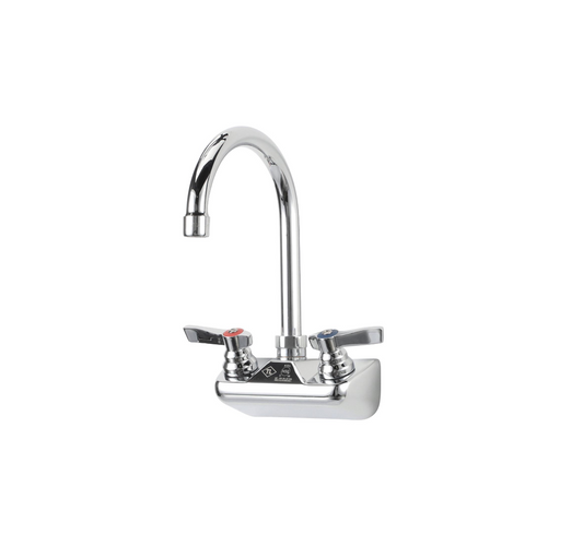 TOP-LINE® 4" OC Wall Mount Faucet Ceramic Valves with 6" Swivel Gooseneck Spout