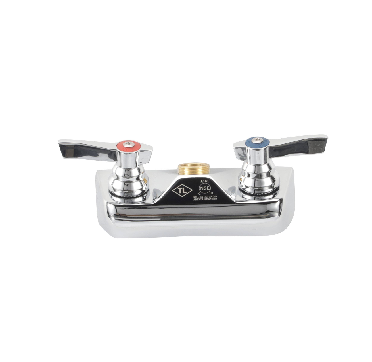 TOP-LINE® Faucet Body, Wall Mount, 4" (102mm) O.C., Full Turn Compression Valves, Lever Handles, Check Valves
