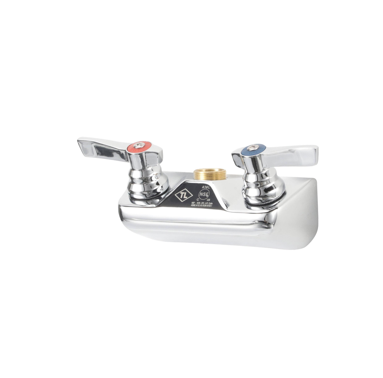 TOP-LINE® Faucet Body, Wall Mount, 4" (102mm) O.C., Full Turn Compression Valves, Lever Handles, Check Valves