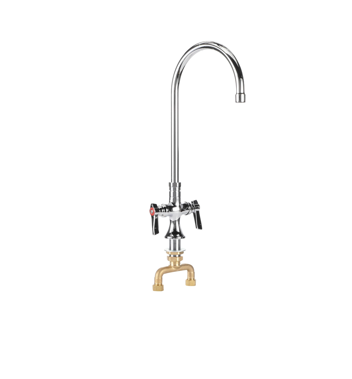 TOP-LINE® Double Pantry Deck Mount Faucet with 8-1/2" Swivel Gooseneck Spout