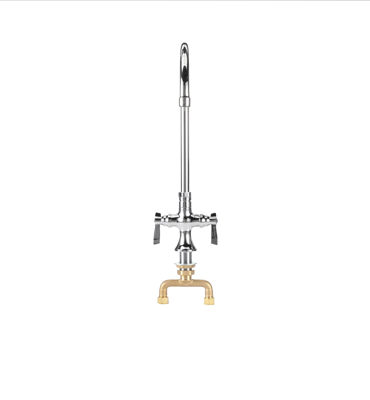 TOP-LINE® Double Pantry Deck Mount Faucet with 8-1/2" Swivel Gooseneck Spout