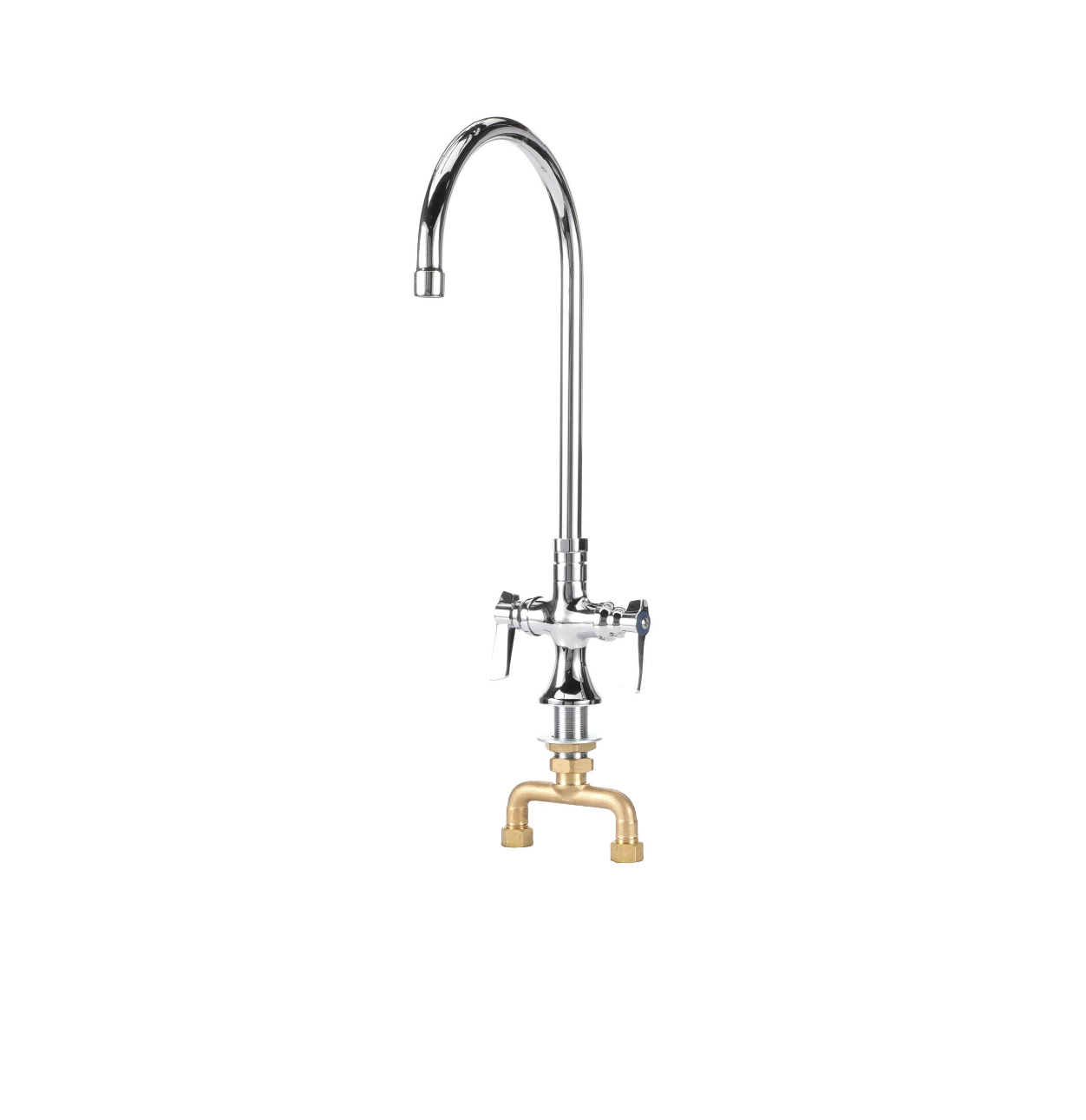 TOP-LINE® Double Pantry Deck Mount Faucet with 8-1/2" Swivel Gooseneck Spout