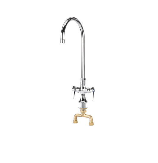 TOP-LINE® Double Pantry Deck Mount Faucet with 8-1/2" Swivel Gooseneck Spout