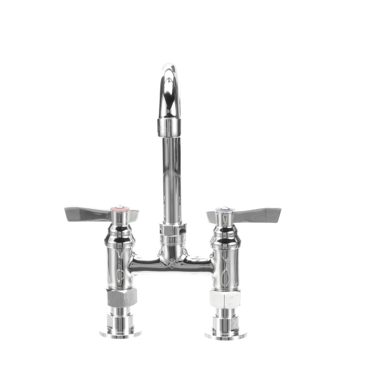 TOP-LINE® 4" OC Elevated Bridge Deck Mount Faucet Ceramic Valves with 3-1/2" Swivel Gooseneck Spout