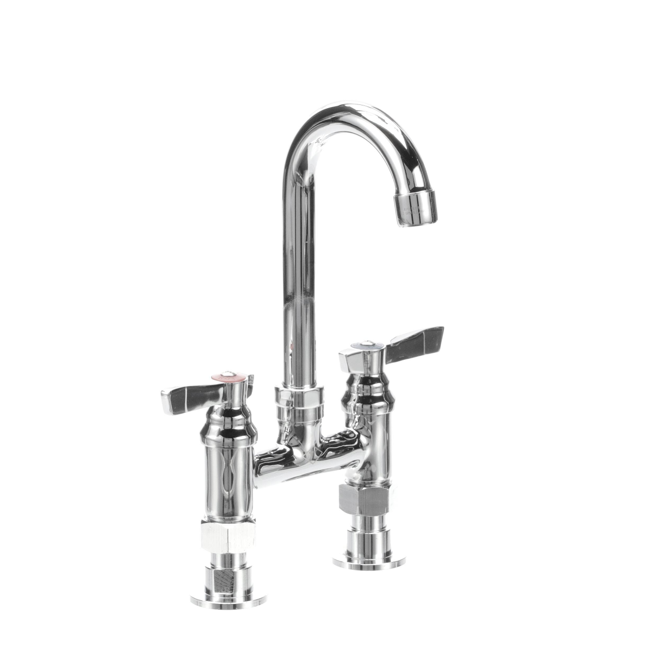 TOP-LINE® 4" OC Elevated Bridge Deck Mount Faucet Ceramic Valves with 3-1/2" Swivel Gooseneck Spout