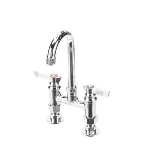 TOP-LINE® 4" OC Elevated Bridge Deck Mount Faucet Ceramic Valves with 3-1/2" Swivel Gooseneck Spout