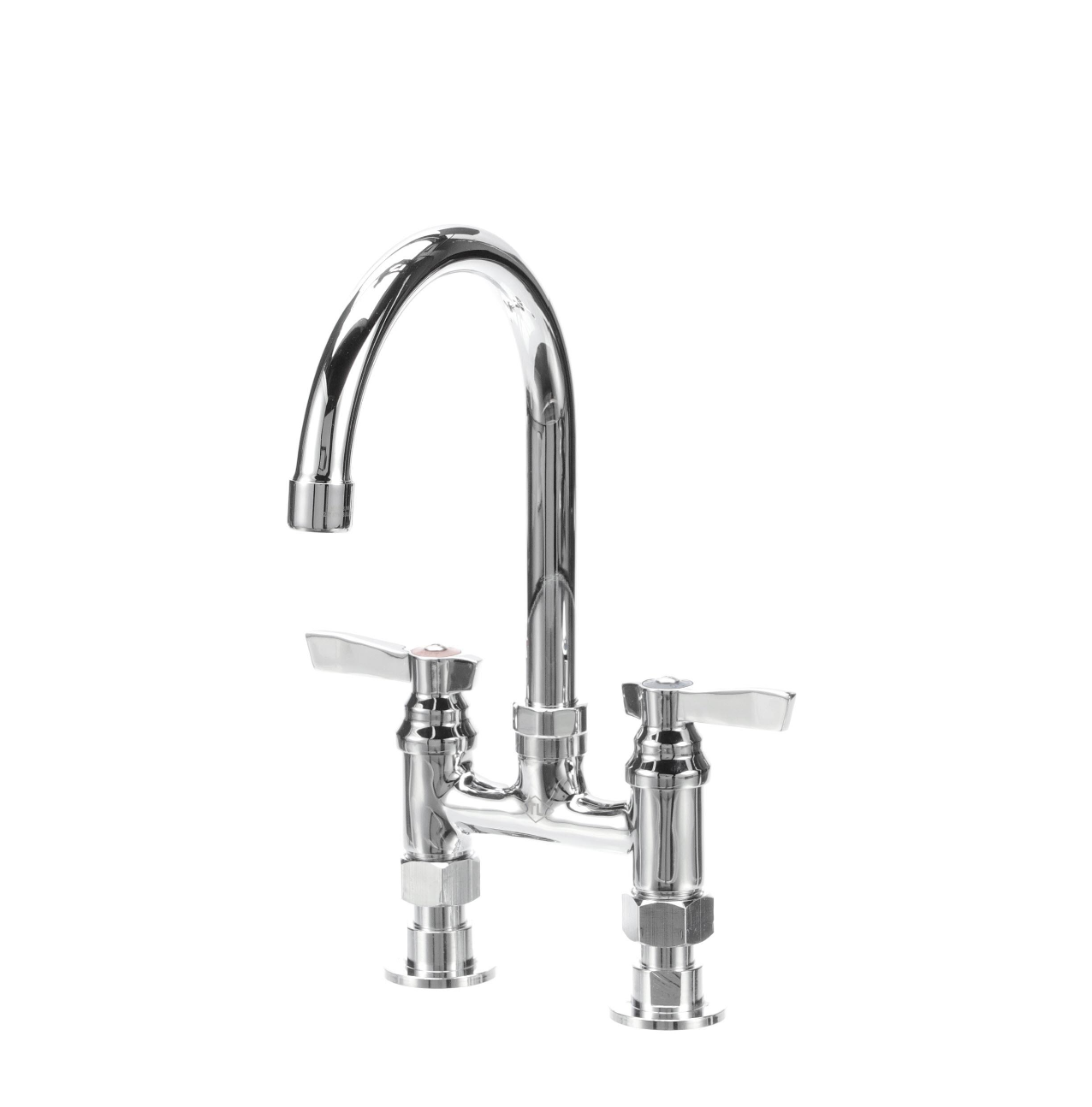 TOP-LINE® 4" OC Elevated Bridge Deck Mount Faucet Ceramic Valves with 6" Swivel Gooseneck Spout