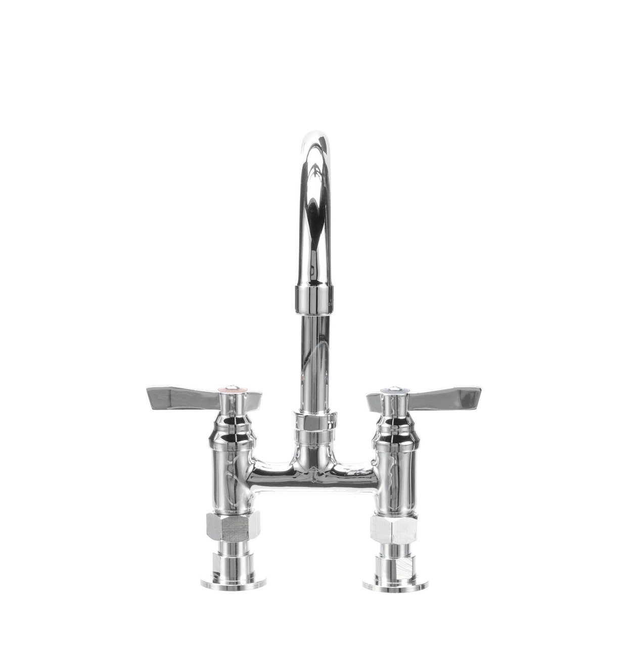 TOP-LINE® 4" OC Elevated Bridge Deck Mount Faucet Ceramic Valves with 6" Swivel Gooseneck Spout