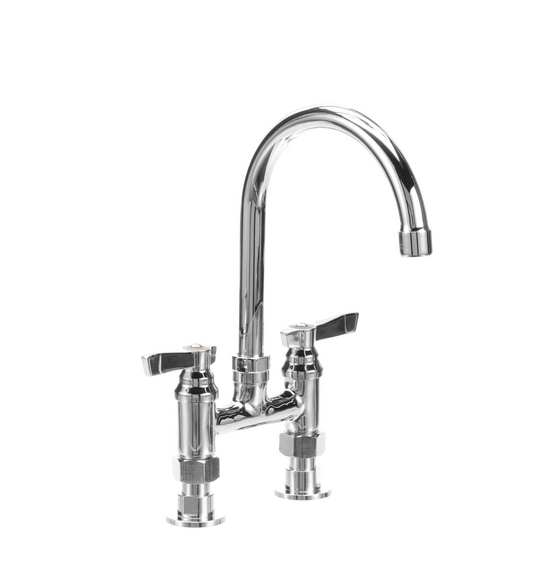 TOP-LINE® 4" OC Elevated Bridge Deck Mount Faucet Ceramic Valves with 6" Swivel Gooseneck Spout