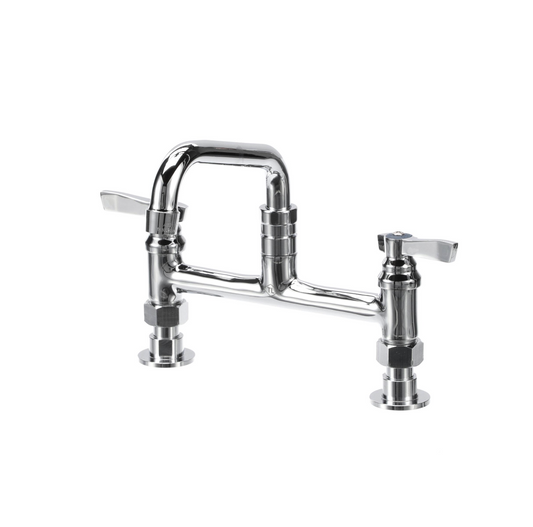 TOP-LINE® 8" OC Elevated Bridge Deck Mount Faucet Ceramic Valves with 6" Swivel Spout