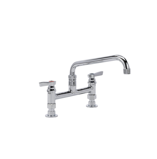 TOP-LINE® 8" OC Elevated Bridge Deck Mount Faucet Ceramic Valves with 12" Swivel Spout